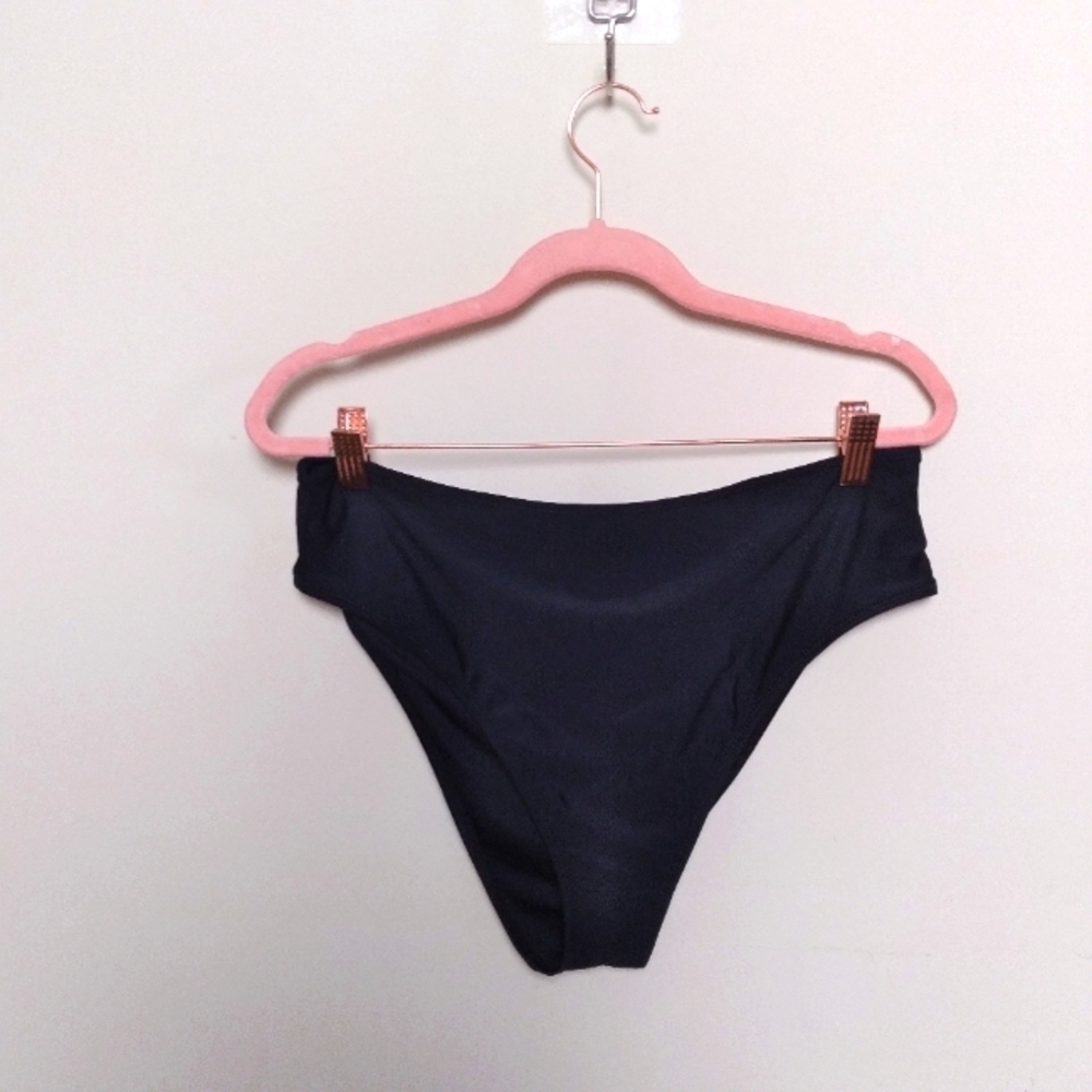 Relleciga Neutral Black High Cut High Waisted Bikini Bottoms Size XL New